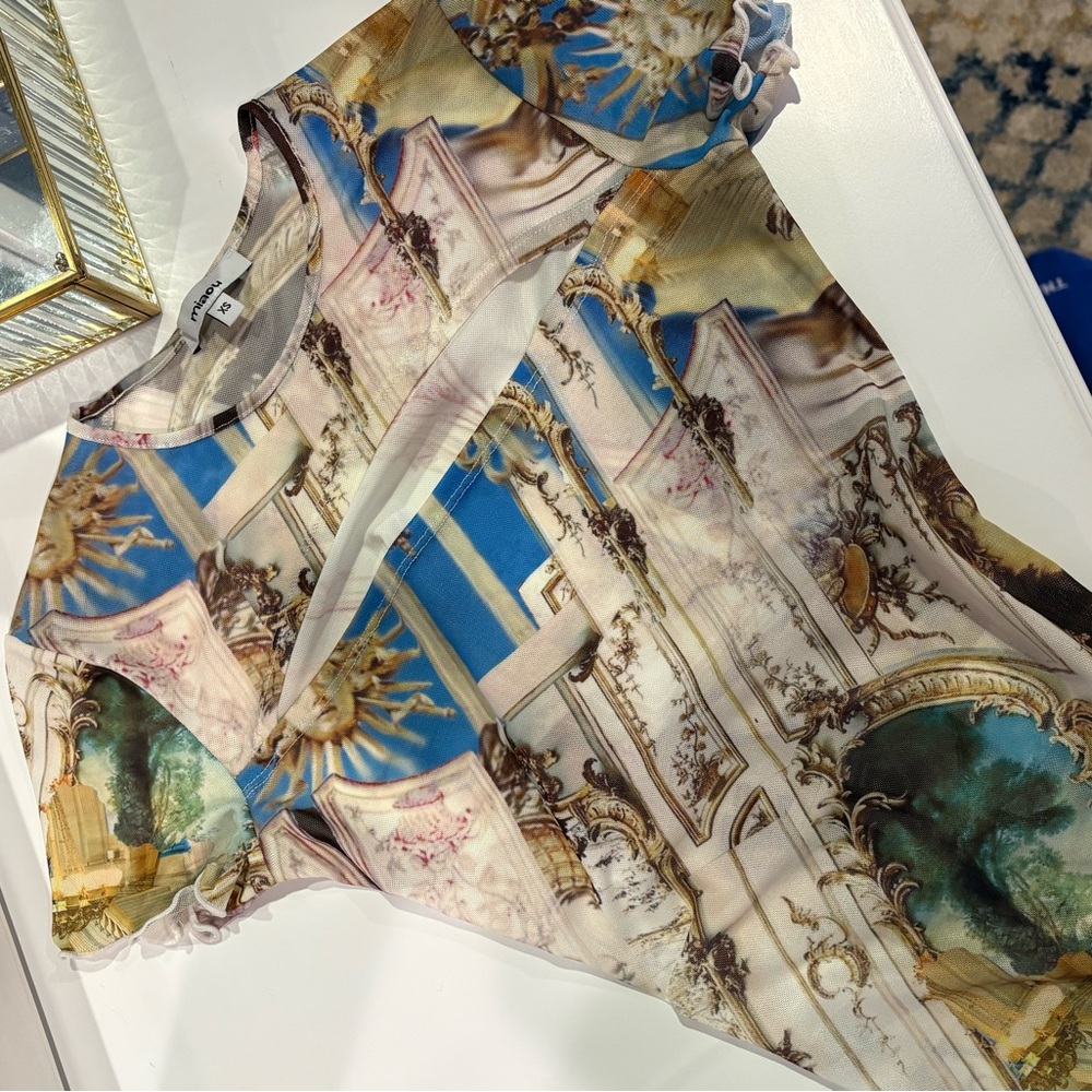 Miaou Multicolor Artistic Print Top - Picture 2 of 7
